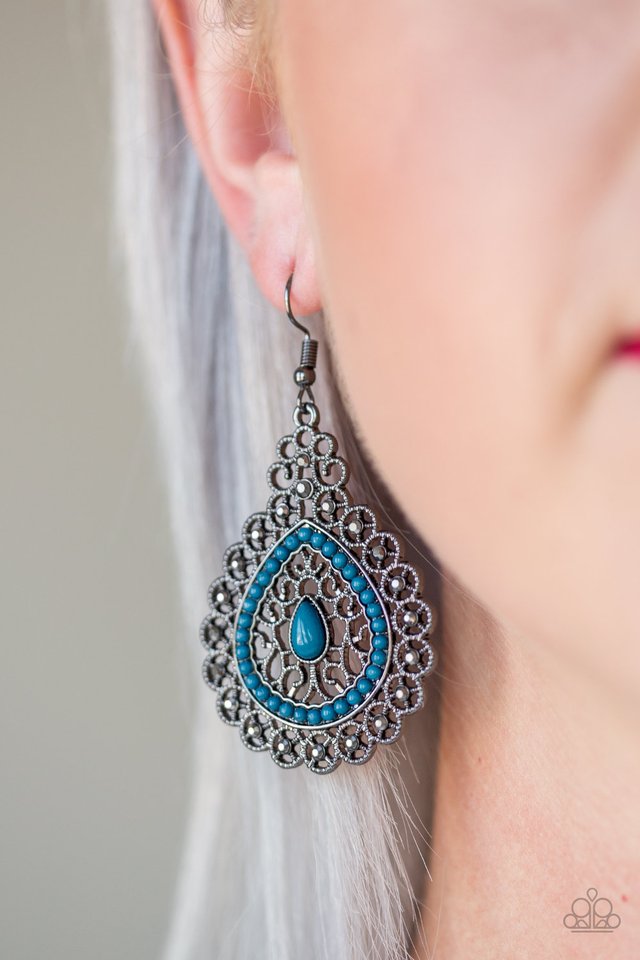Carnival Courtesan - Blue - Paparazzi Earring Image