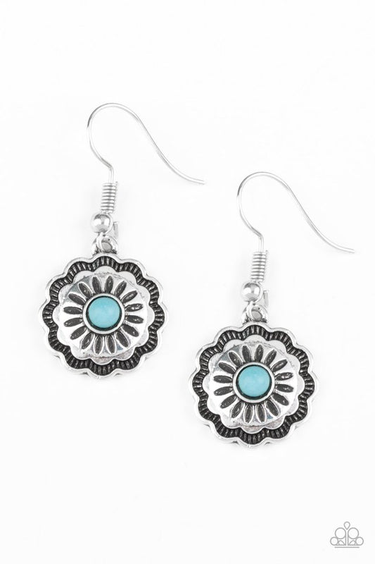 Badlands Buttercup - Blue - Paparazzi Earring Image