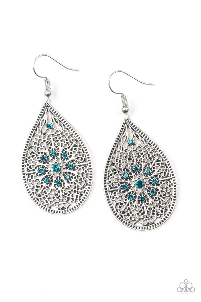 Dinner Party Posh - Blue - Paparazzi Earring Image