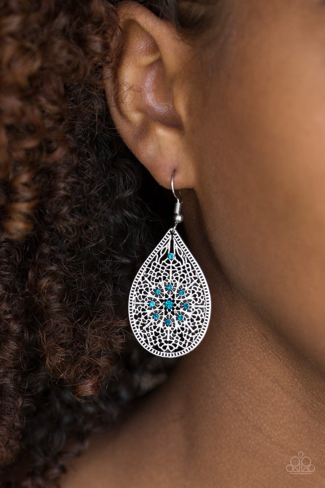 Dinner Party Posh - Blue - Paparazzi Earring Image