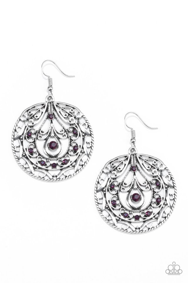 Choose To Sparkle - Purple - Paparazzi Earring Image