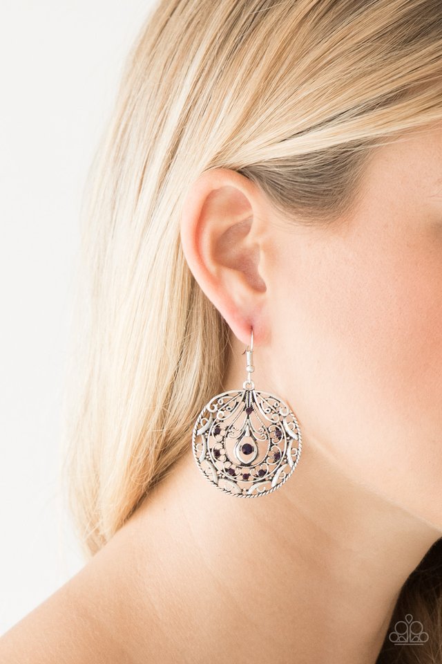 Choose To Sparkle - Purple - Paparazzi Earring Image