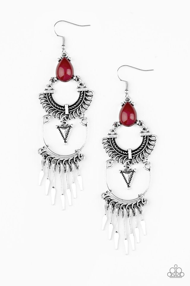 Progressively Pioneer - Red - Paparazzi Earring Image