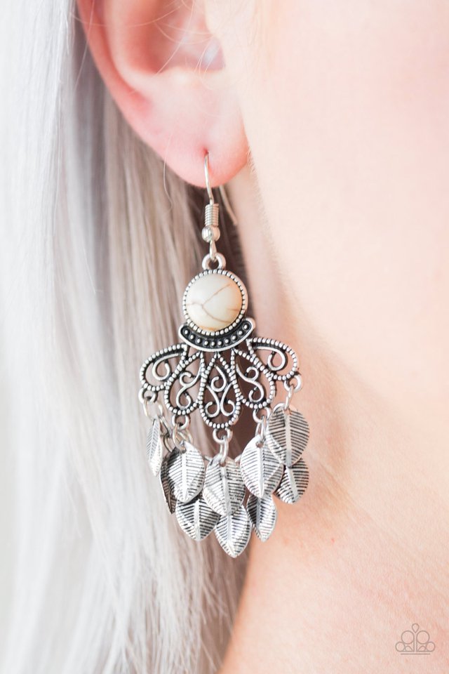 A Bit On The Wildside - White - Paparazzi Earring Image