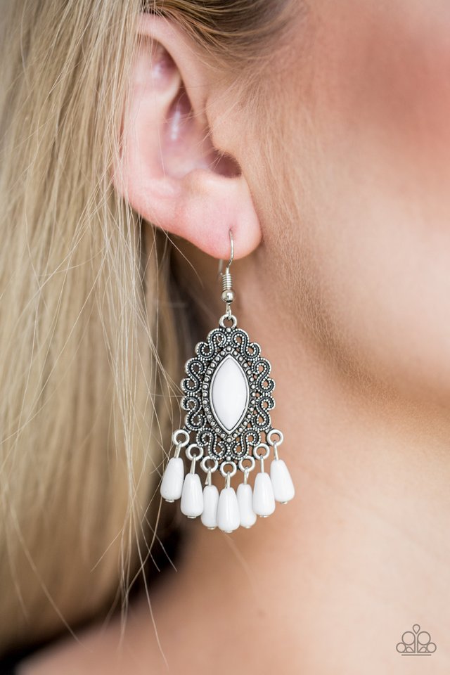 Private Villa - White - Paparazzi Earring Image