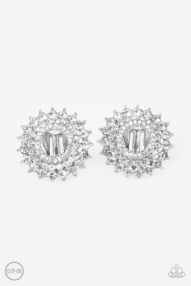 Buckingham Beauty - White Clip-On - Paparazzi Earring Image