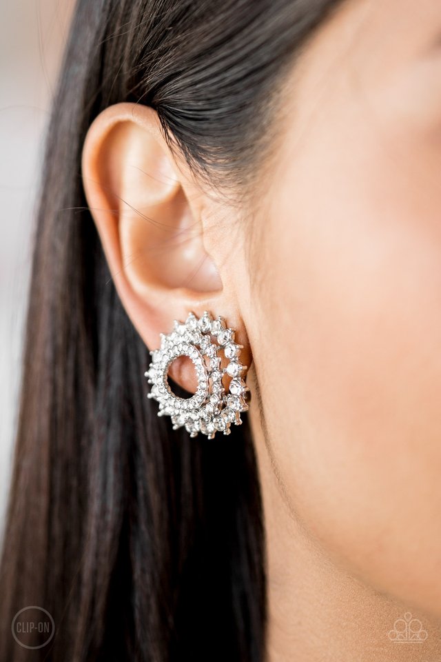Buckingham Beauty - White Clip-On - Paparazzi Earring Image