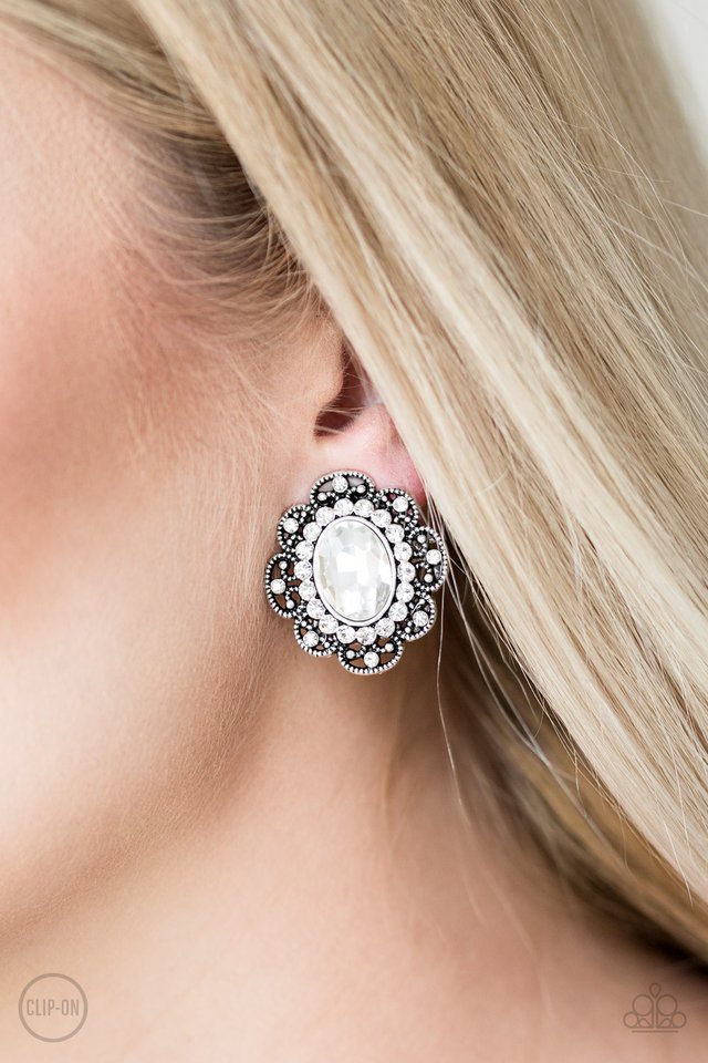 Dine and Dapper - White - Paparazzi Earring Image