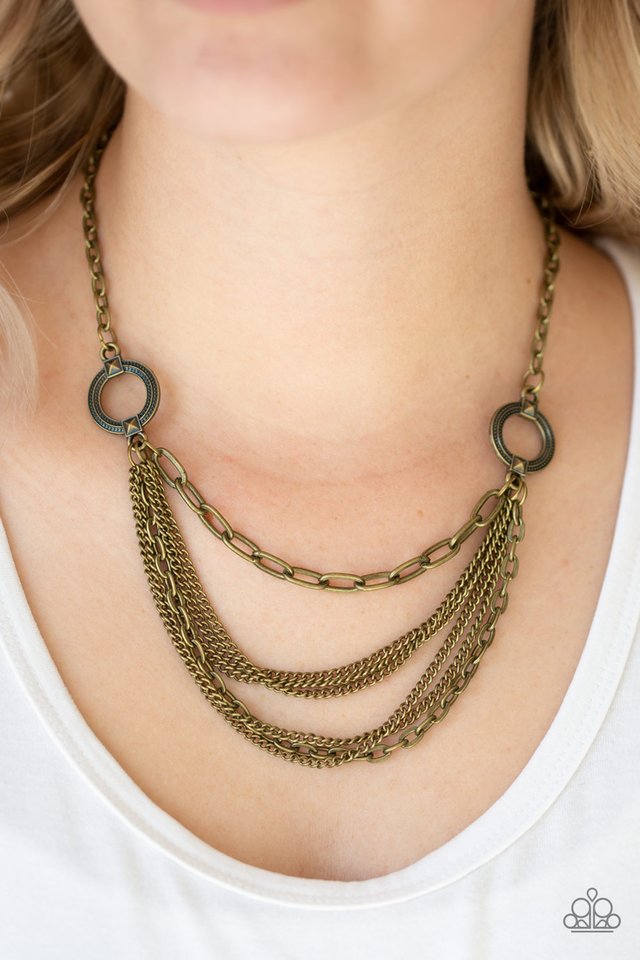 CHAINS of Command - Brass - Paparazzi Necklace Image