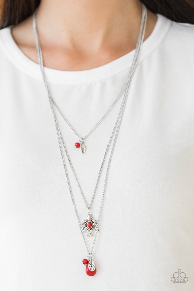 Soar With The Eagles - Red - Paparazzi Necklace Image
