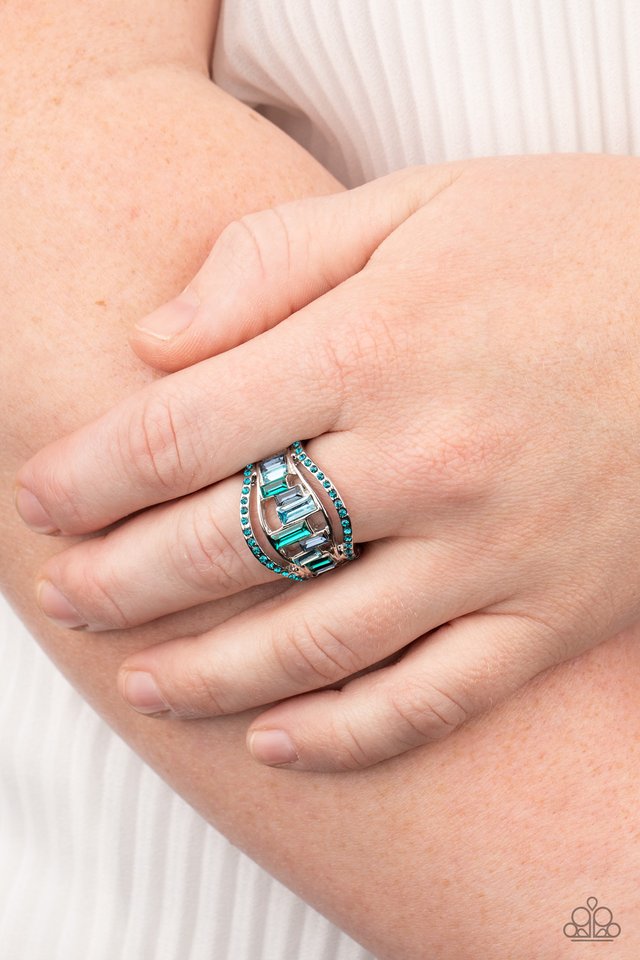 Treasure Chest Charm - Blue - Paparazzi Ring Image