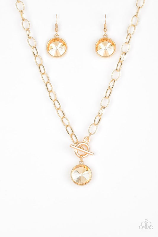 She Sparkles On - Gold - Paparazzi Necklace Image