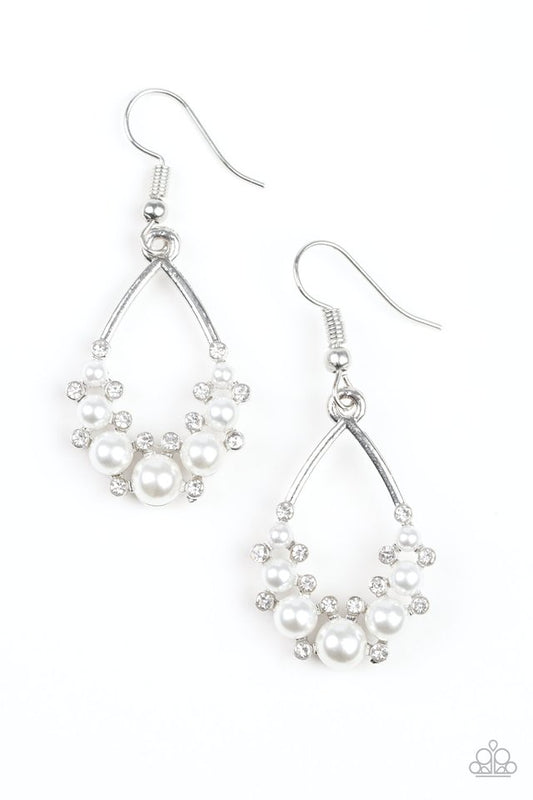 Fancy First - White - Paparazzi Earring Image