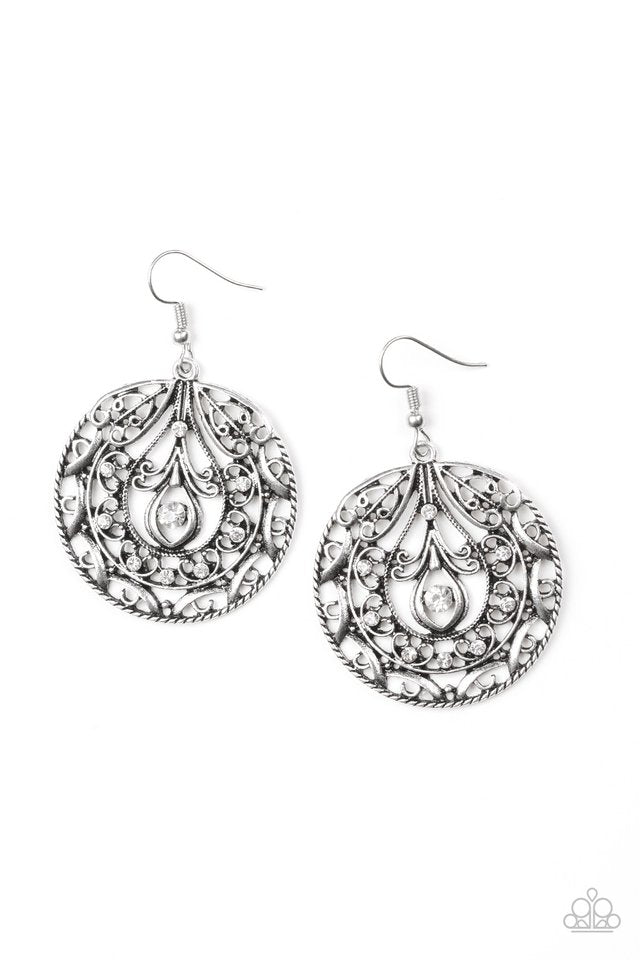 Choose To Sparkle - White - Paparazzi Earring Image