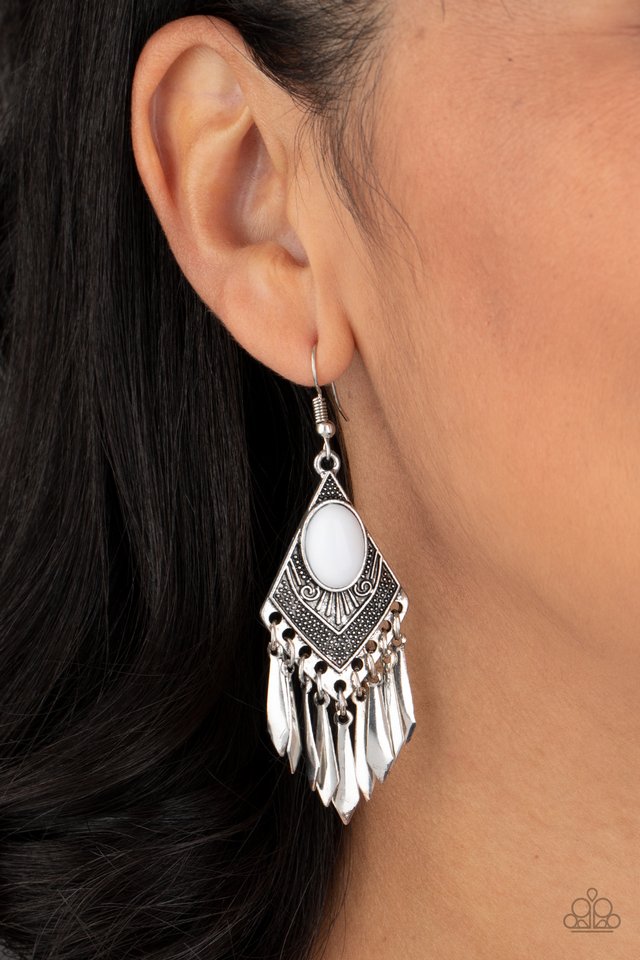 Mostly Monte-ZUMBA - White - Paparazzi Earring Image