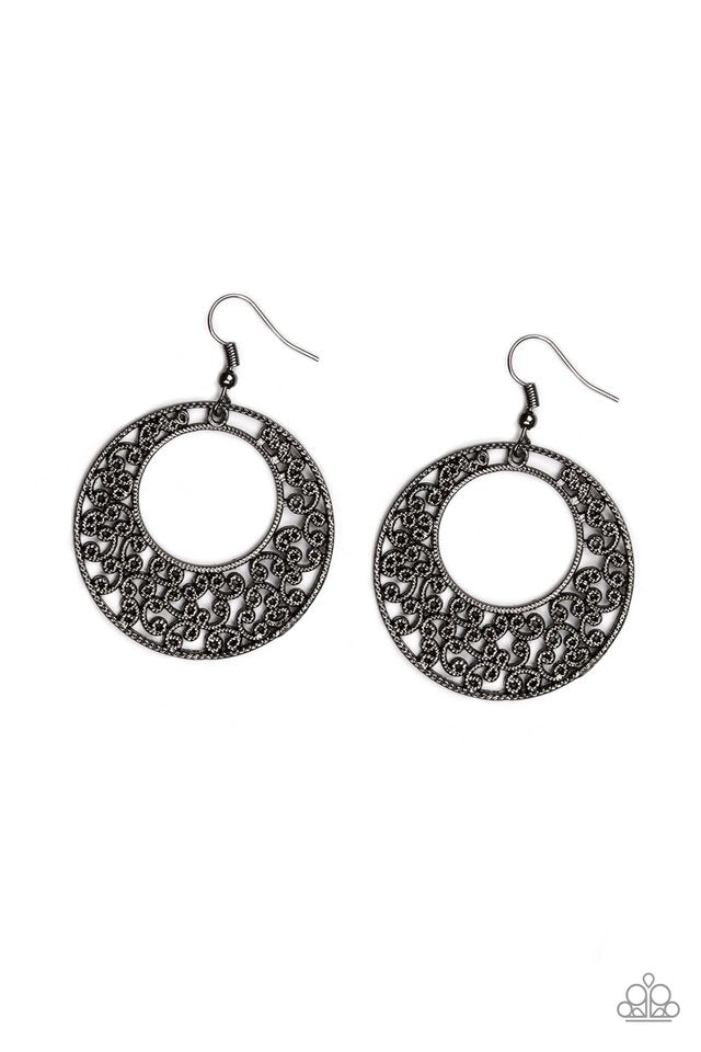 Wistfully Winchester - Black - Paparazzi Earring Image