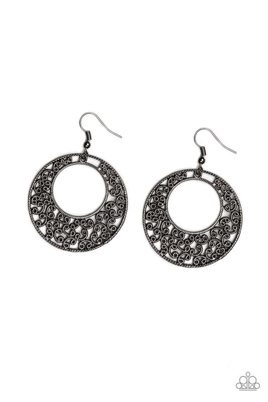 Wistfully Winchester - Black - Paparazzi Earring Image