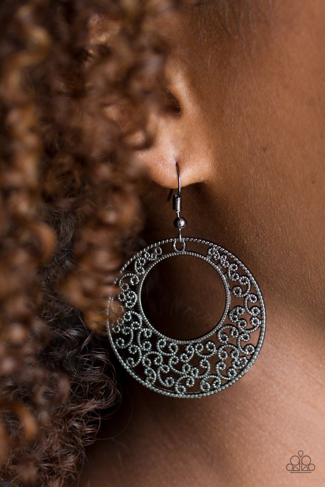 Wistfully Winchester - Black - Paparazzi Earring Image