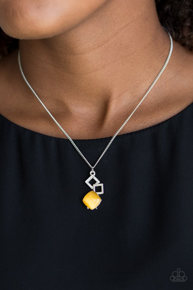 Stylishly Square - Yellow - Paparazzi Necklace Image