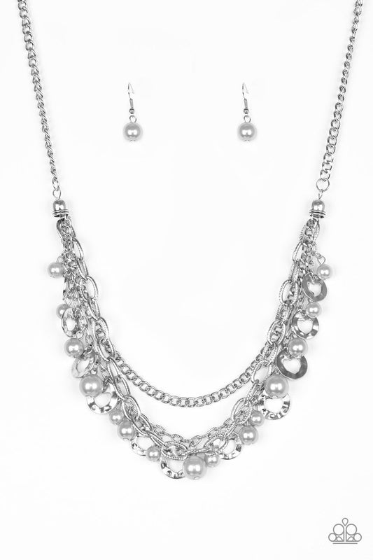 Paparazzi Necklace ~ Hoppin Hearts - Silver