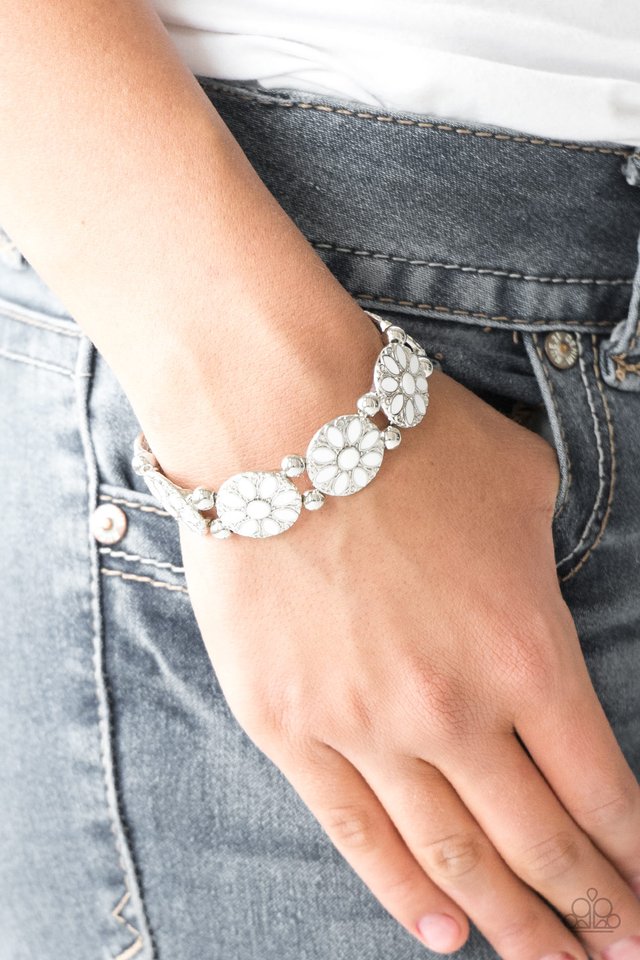 Dancing Dahlias - White - Paparazzi Bracelet Image
