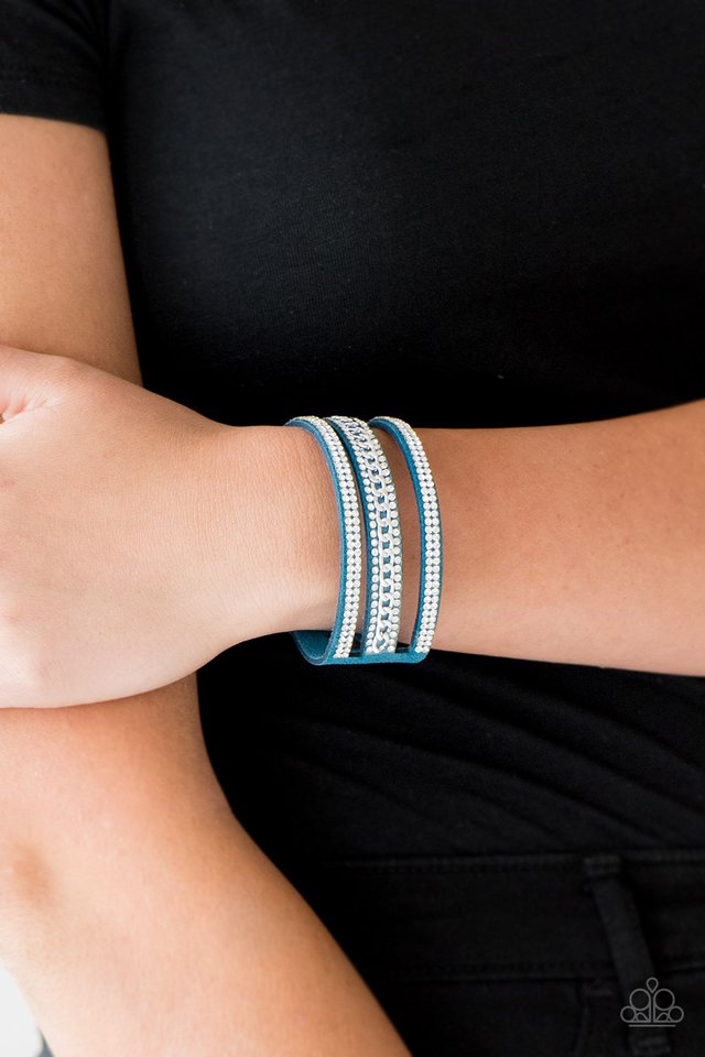 Rollin In Rhinestones - Blue - Paparazzi Bracelet Image