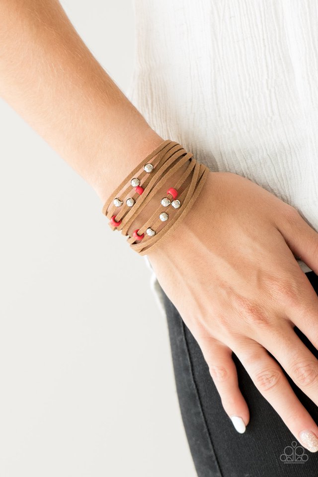 Paparazzi Bracelet ~ Colorfully Coachella - Red