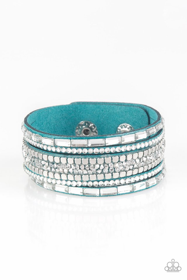 Rebel In Rhinestones - Blue - Paparazzi Bracelet Image