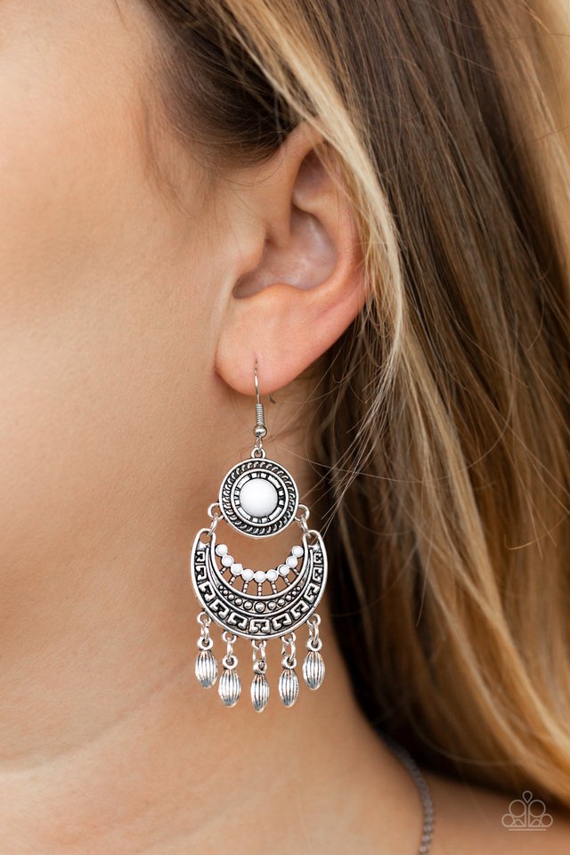 Mantra to Mantra - White - Paparazzi Earring Image