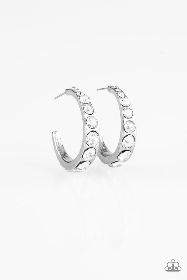 Welcome To Glam Town - White - Paparazzi Earring Image
