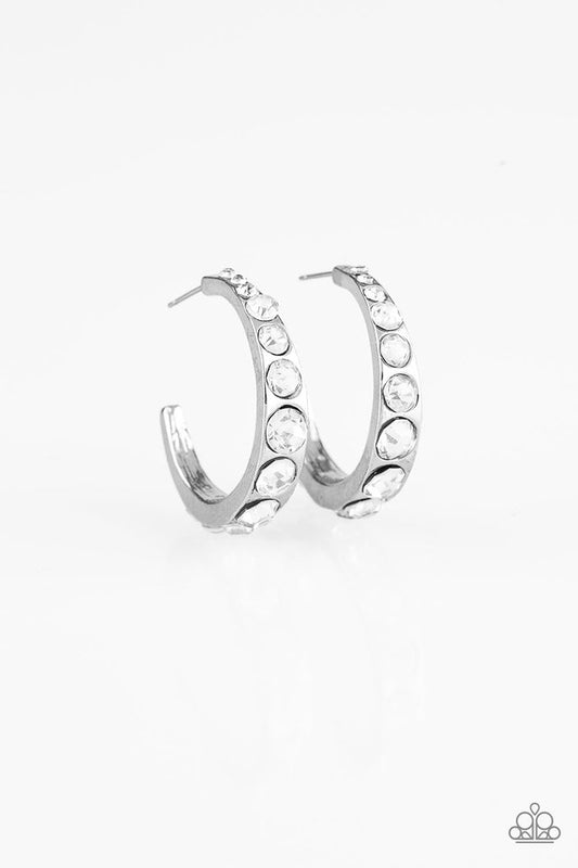 Welcome To Glam Town - White - Paparazzi Earring Image