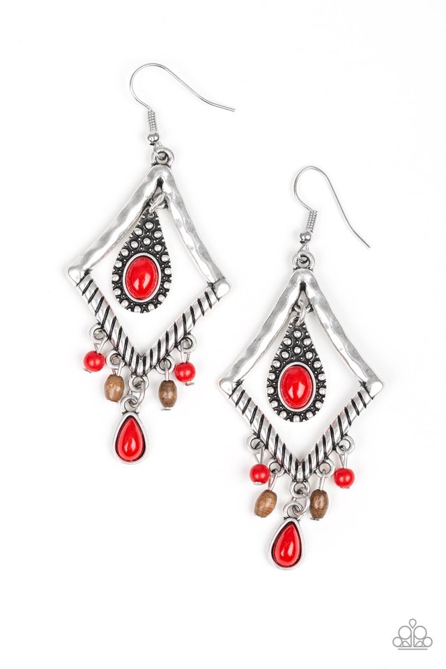 Southern Sunsets - Red - Paparazzi Earring Image