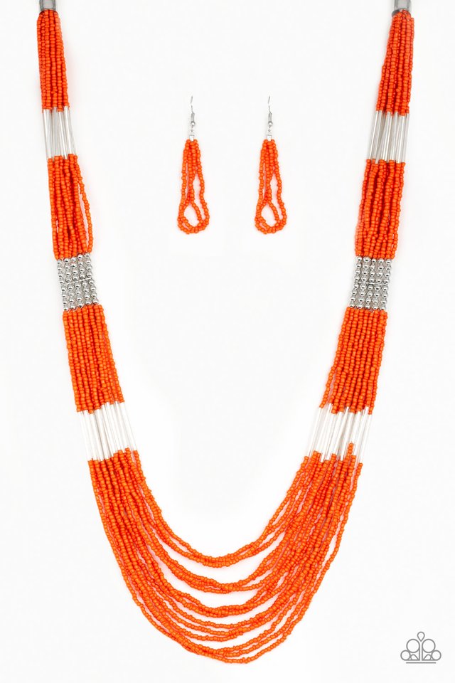 Let It BEAD - Orange  - Paparazzi Necklace Image