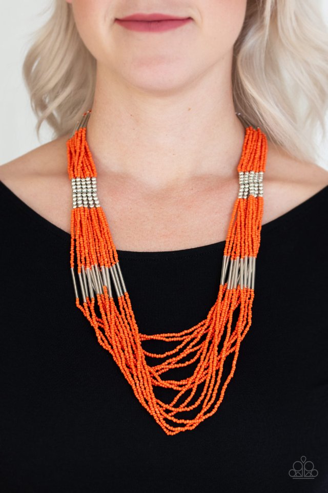Let It BEAD - Orange  - Paparazzi Necklace Image
