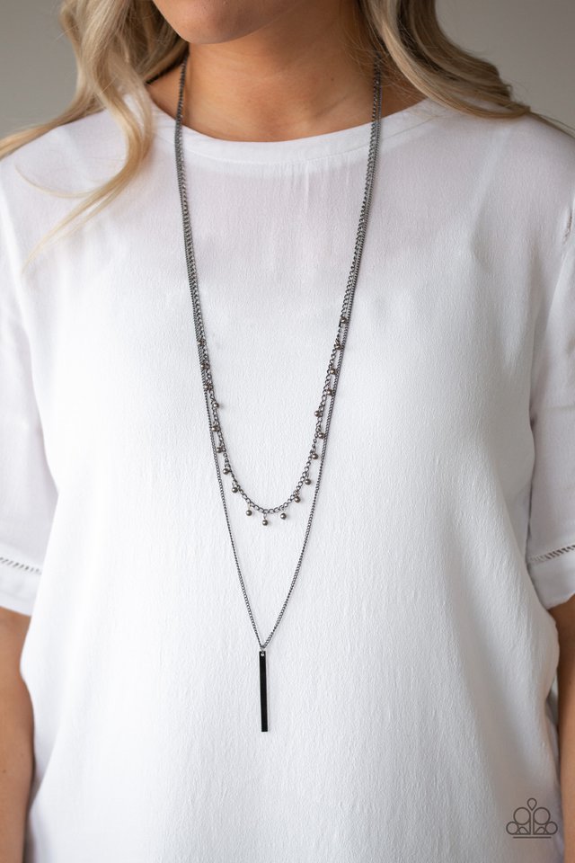 Keep Your Eye On The Pendulum - Black - Paparazzi Necklace Image