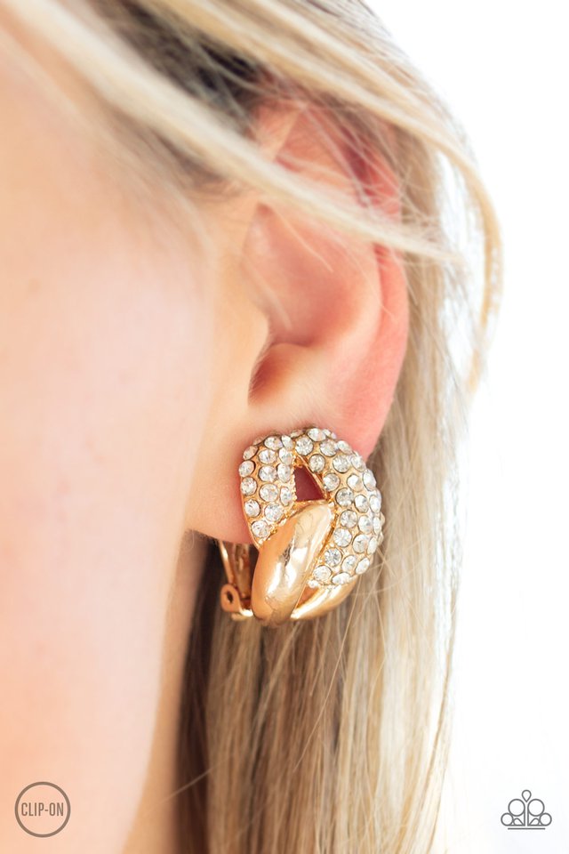 Definitely Date Night - Gold - Paparazzi Earring Image