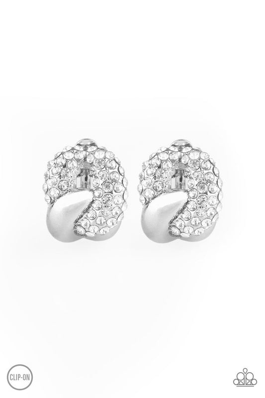 Definitely Date Night - White - Paparazzi Earring Image