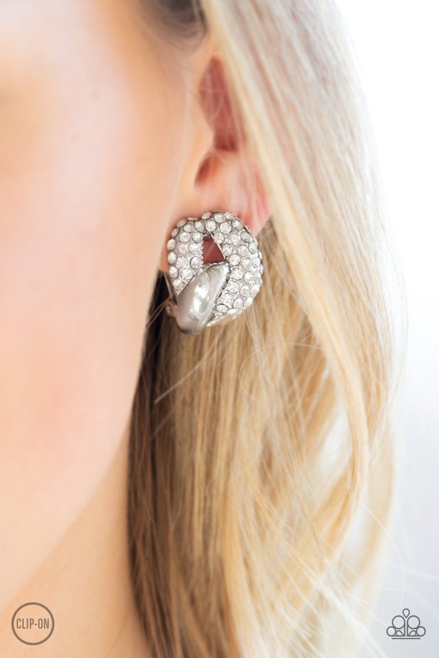 Definitely Date Night - White - Paparazzi Earring Image