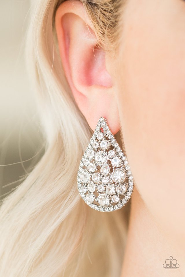 REIGN-Storm - White - Paparazzi Earring Image