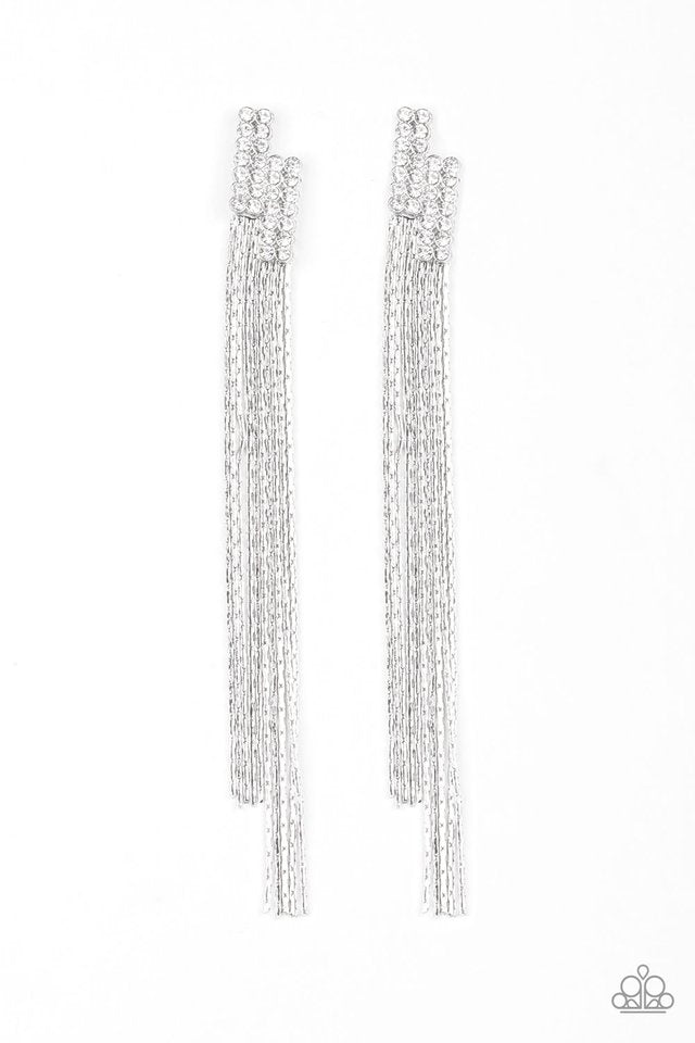 Radio Waves - White - Paparazzi Earring Image