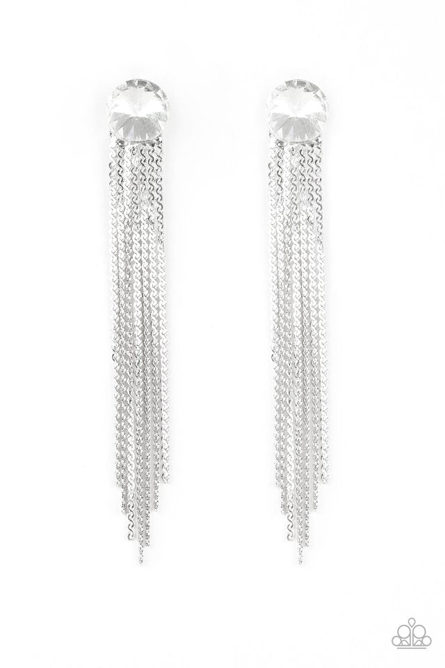 Level Up - White - Paparazzi Earring Image