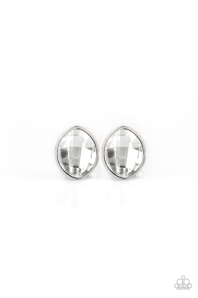 Movie Star Sparkle - White - Paparazzi Earring Image