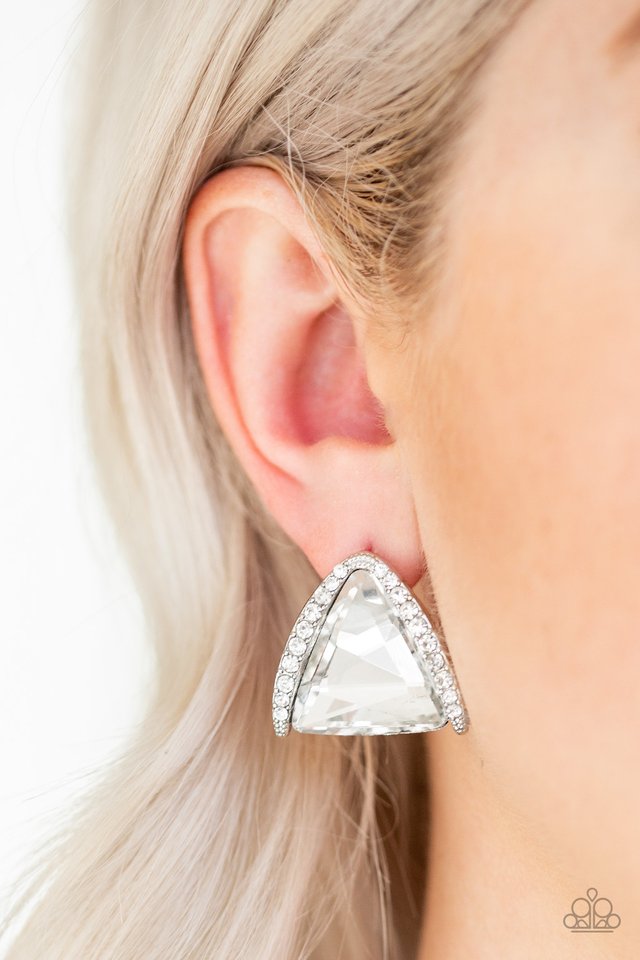 Exalted Elegance - White - Paparazzi Earring Image