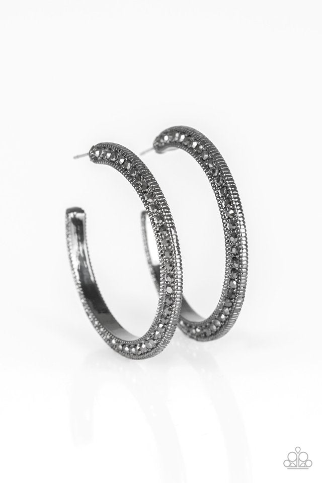 Dazzling Diamond-naire - Black - Paparazzi Earring Image