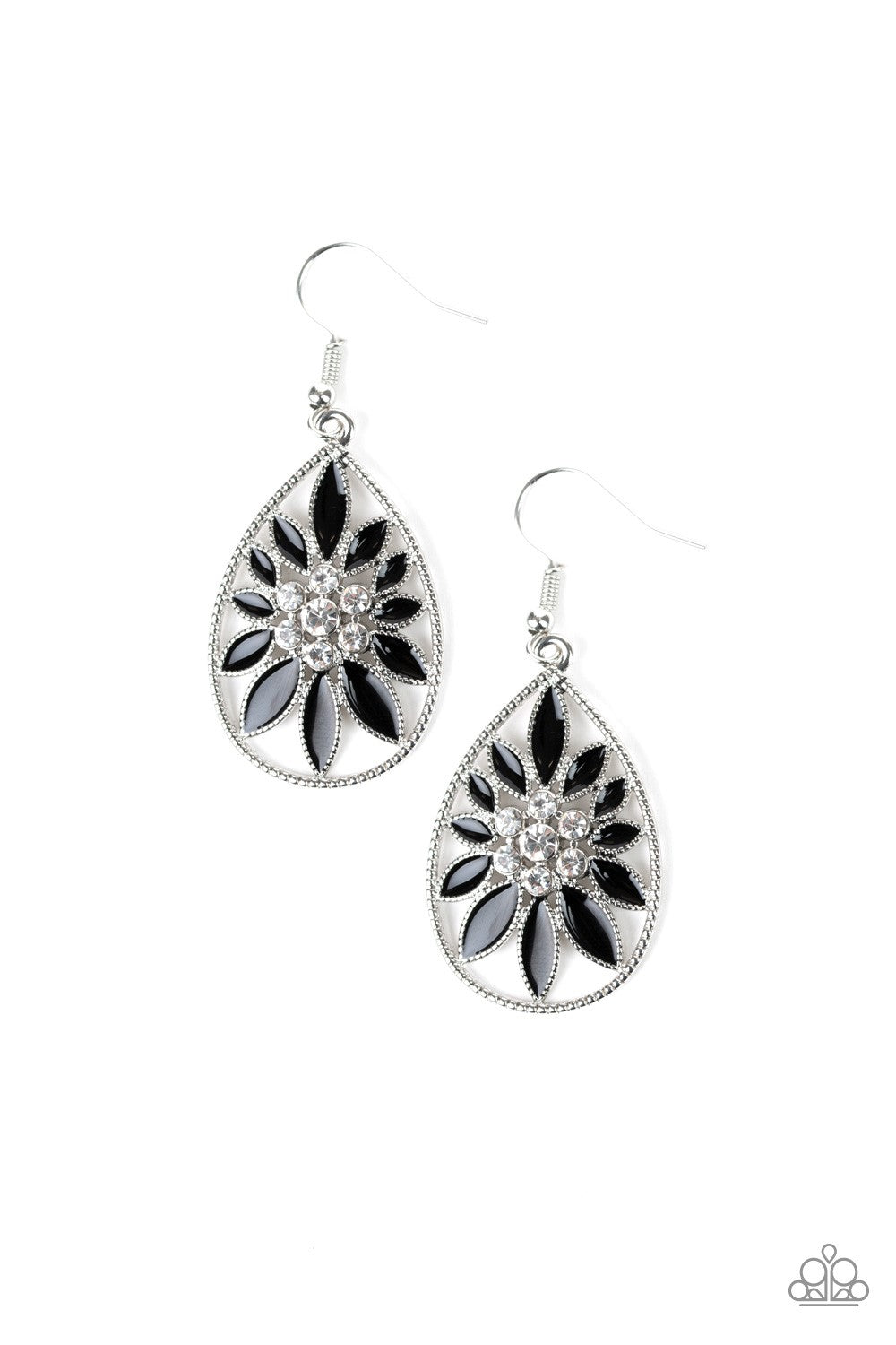 Paparazzi Earring ~ Floral Morals - Black