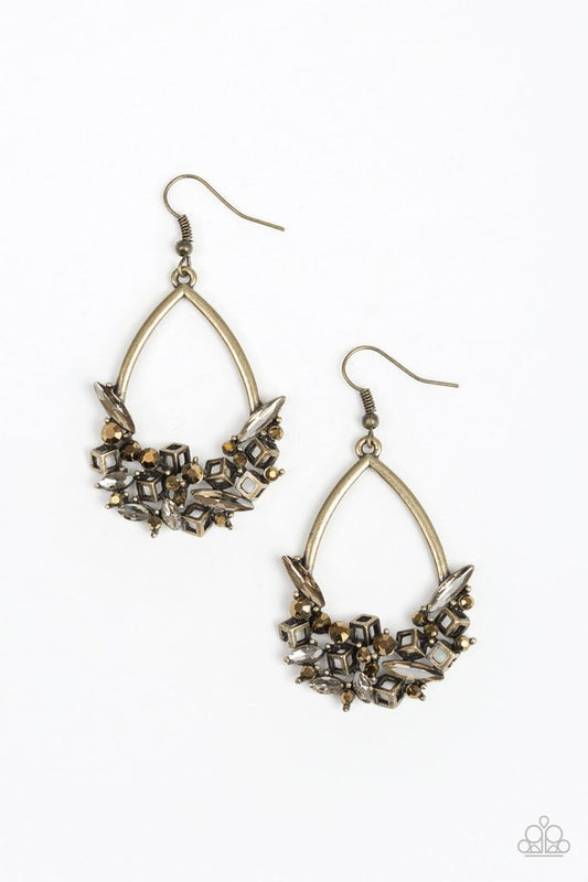 Crash Landing - Brass - Paparazzi Earring Image