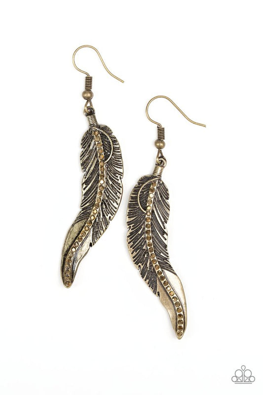 FOWL Play - Brass - Paparazzi Earring Image