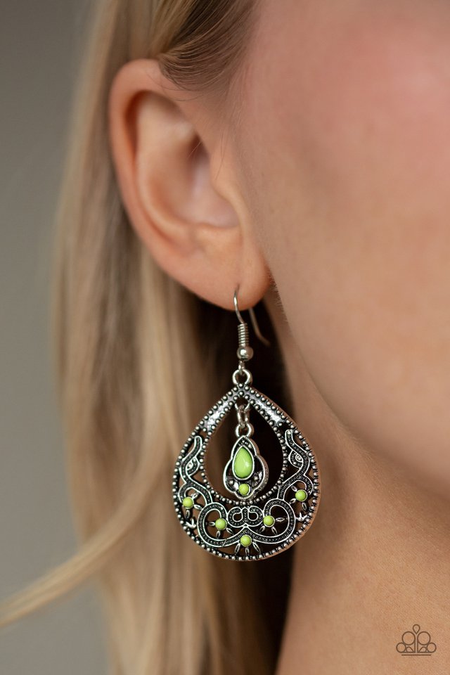 All-Girl Glow - Green - Paparazzi Earring Image
