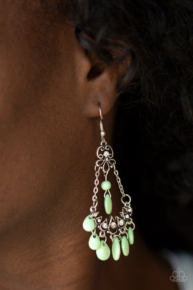 Malibu Sunset - Green - Paparazzi Earring Image