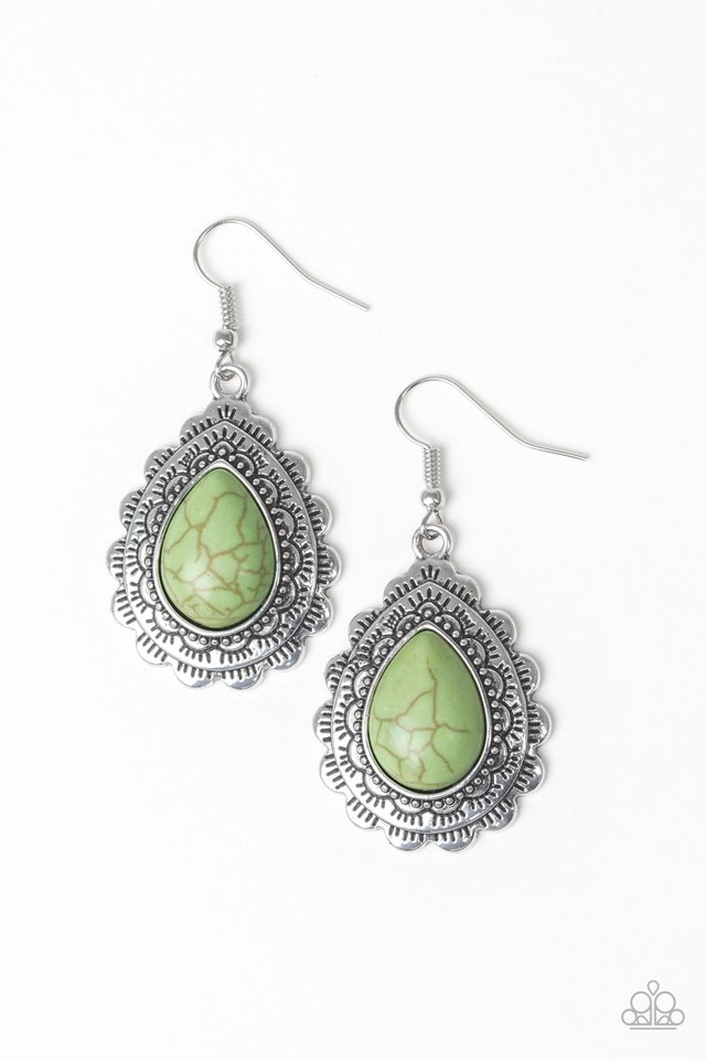 Mesa Mustang - Green - Paparazzi Earring Image